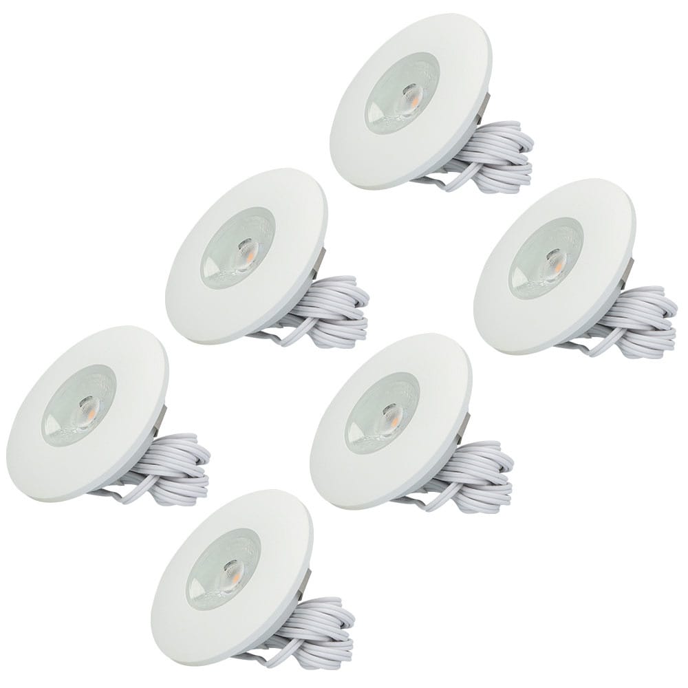 Set van 6 Pavo - Platte LED ipbouwspots met lage inbouwdiepte 12mm - 3 Watt 300 Lumen - 2700K Warm wit - Dimbaar - Rond - Meubelspot - IP44 waterdicht - Wit afbeelding