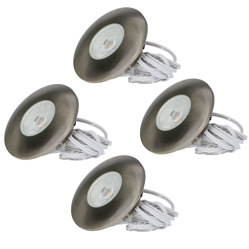 Set van 4 Pavo - Platte LED ipbouwspots met lage inbouwdiepte 12mm - 3 Watt 300 Lumen - 2700K Warm wit - Dimbaar - Rond - Meubelspot - IP44 waterdicht - RVS afbeelding 1