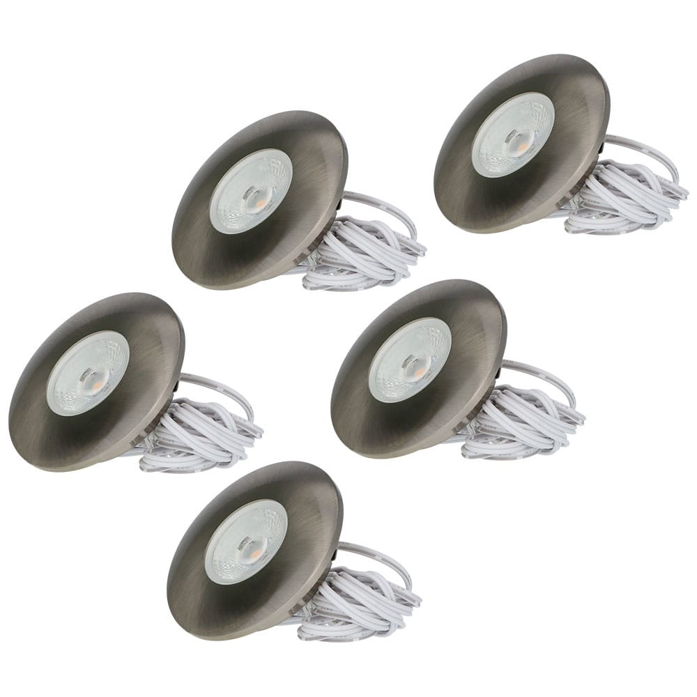 Set van 5 Pavo - Platte LED ipbouwspots met lage inbouwdiepte 12mm - 3 Watt 260 Lumen - 2700K Warm wit - Dimbaar - Rond - Meubelspot - IP44 waterdicht - RVS afbeelding