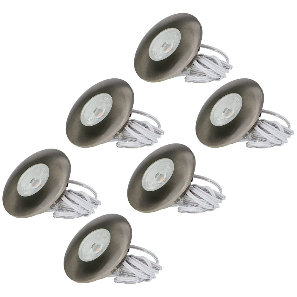 Set van 6 Pavo - Platte LED ipbouwspots met lage inbouwdiepte 12mm - 3 Watt 300 Lumen - 2700K Warm wit - Dimbaar - Rond - Meubelspot - IP44 waterdicht - RVS afbeelding 1