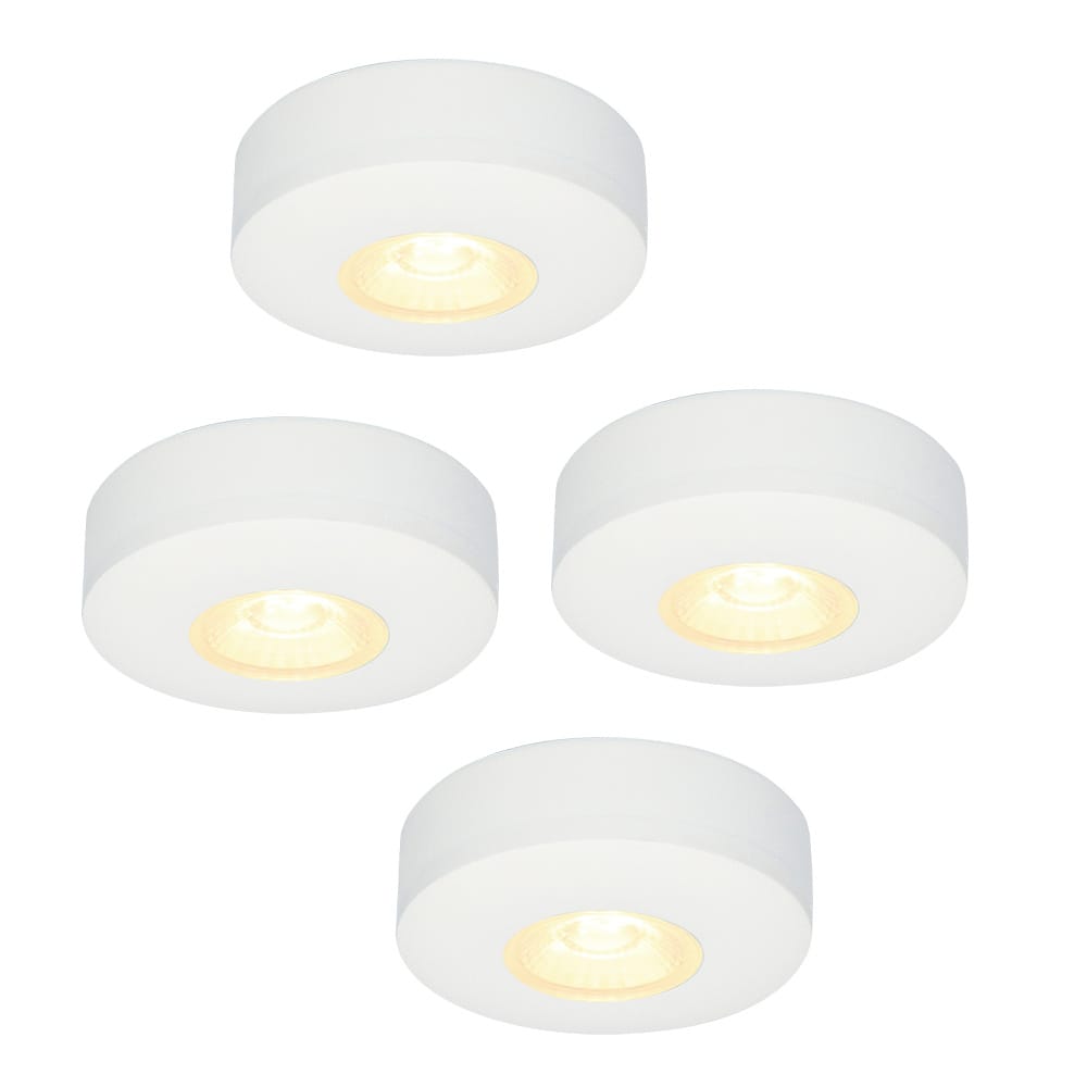 Set van 4 Pavo - Platte LED opbouwspots 23mm - 3W 300lm - 2700K - Dimbaar - Rond - IP44 - Wit afbeelding