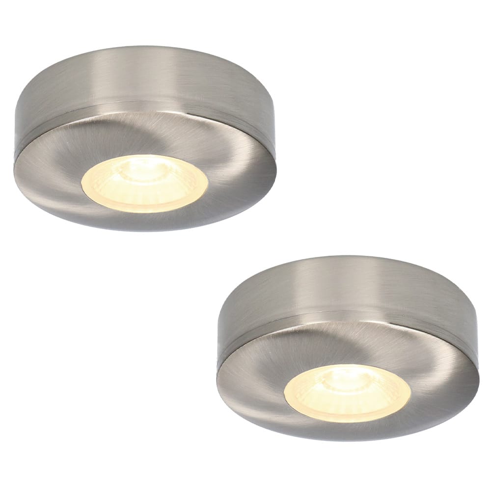 Set van 2 Pavo - Platte LED opbouwspots 23mm - 3W 300lm - 2700K - Dimbaar - Rond - IP44 - RVS afbeelding 1