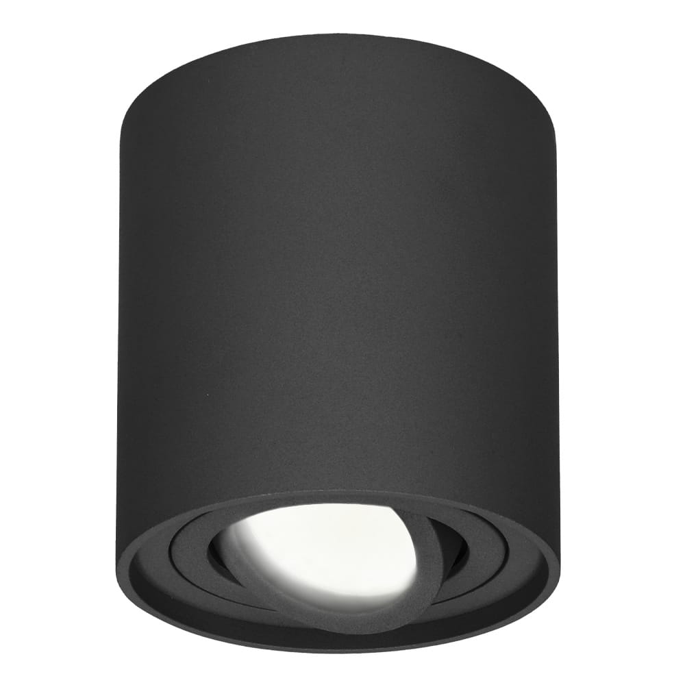Ronde LED Opbouwspot Ray - 5 Watt 400 lumen - 4000K neutraal wit - Kantelbaar - GU10 - Opbouwspot - IP20 Voor binnen - Zwart - Dimbaar afbeelding