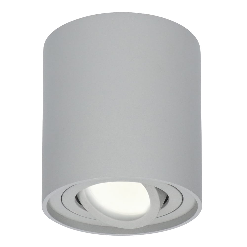 Ronde LED Opbouwspot Ray - 5 Watt 400 lumen - 4000K neutraal wit - Kantelbaar - GU10 - Opbouwspot - IP20 Voor binnen - Grijs - Dimbaar afbeelding