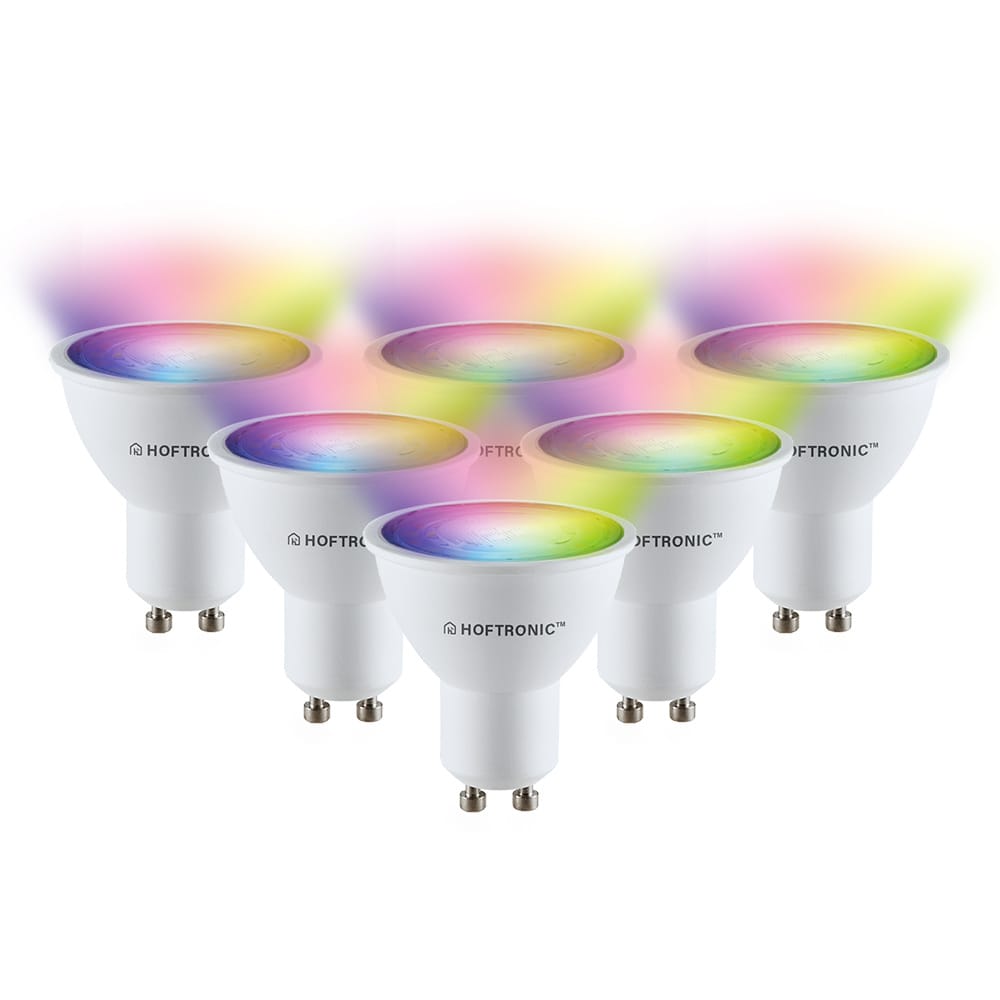 Set van 6 Smart GU10 spots - 120° - 5,5 Watt 400 lumen - RGBWW - Wifi & Bluetooth - Bestuurbaar via app - Google Home - Amazon Alexa - Smart lampen afbeelding