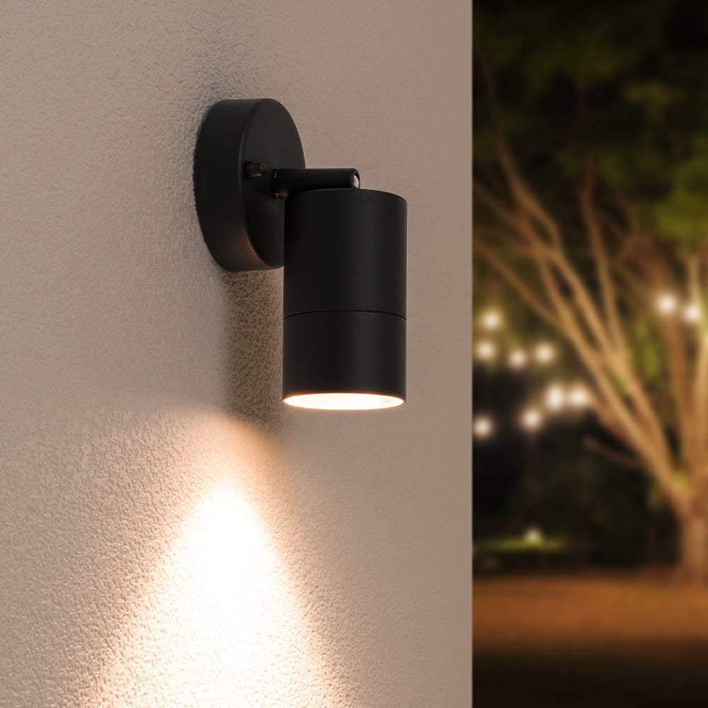 Lago LED Wandlamp zwart - 4 Watt 345 lumen - IP44 Waterdicht - GU10 - 2700K Warm Wit - Dimbaar - Kantelbaar - Binnen en buiten - Modern afbeelding