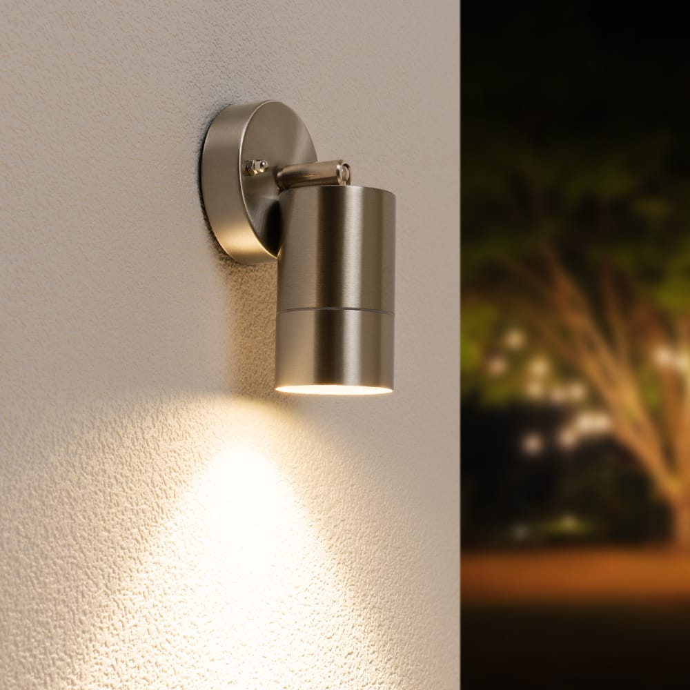 Lago LED Wandlamp RVS - 5 Watt 400 lumen - IP44 Waterdicht - GU10 - 4000K neutraal wit - Dimbaar - Kantelbaar - Binnen en buiten afbeelding