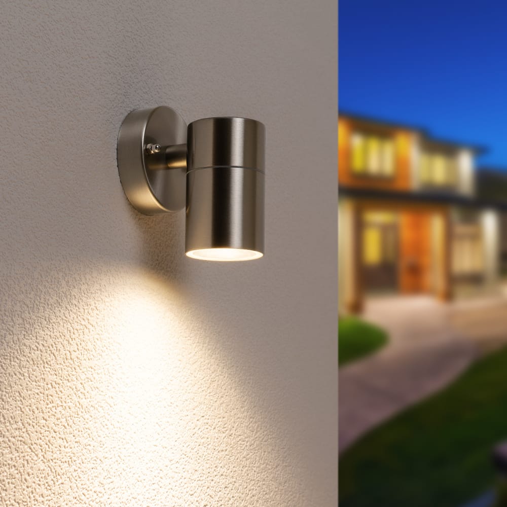Mason - LED Wandlamp - IP44 Waterdicht - 5 Watt 400 Lumen - GU10 - 4000K Neutraal wit - Dimbaar - Voor binnen en buiten - Downlight - RVS afbeelding