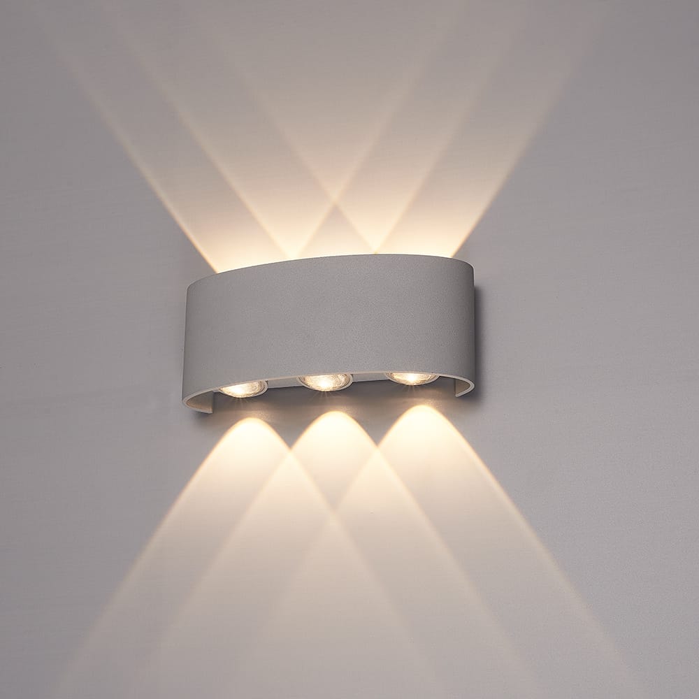 Tulsa LED Wandlamp Grijs - 6 Watt 630 lumen - IP54 Waterdicht - 3000K Warm Wit - Dimbaar - Binnen en buiten - Up & Down Light - Modern afbeelding