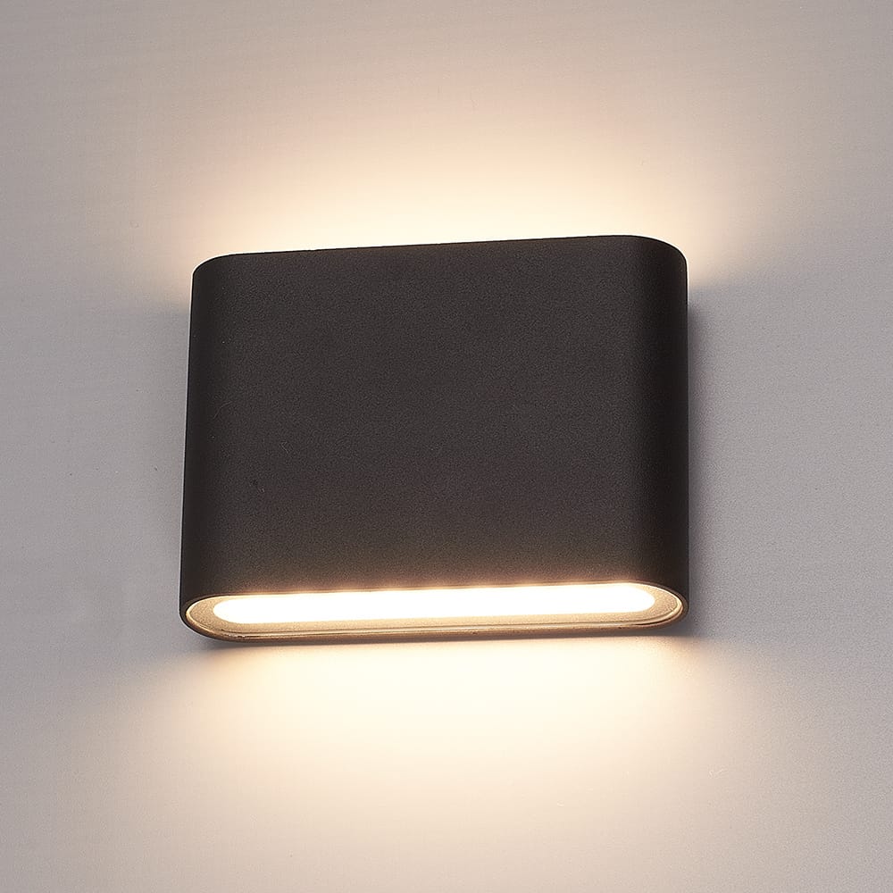 Dallas S LED Wandlamp Zwart - 6 Watt 360lm - IP54 Waterdicht - 3000K Warm Wit - Dimbaar - Binnen en buitenlamp - Up & down light - Modern afbeelding