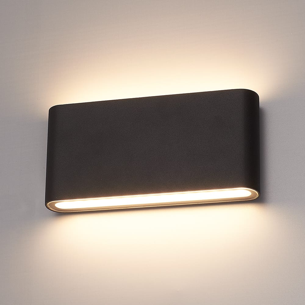 Dallas M LED Wandlamp Zwart - 12W 660 lumen - IP54 Waterdicht - 3000K Warm Wit - Dimbaar - Binnen en buiten - Up & Down light - Modern afbeelding