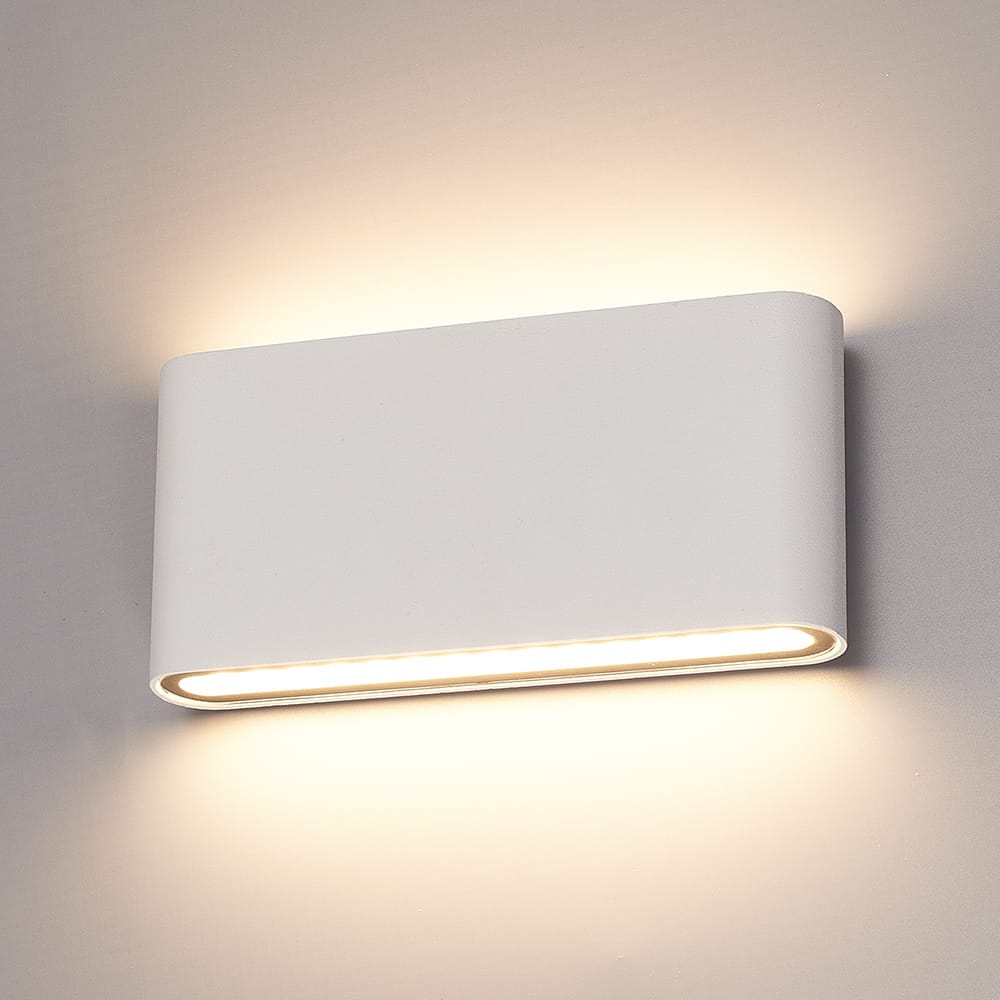 Dallas M LED Wandlamp Wit - 12W 660 lumen - IP54 Waterdicht - 3000K Warm Wit - Dimbaar - Binnen en buiten - Up & Down light - Modern afbeelding