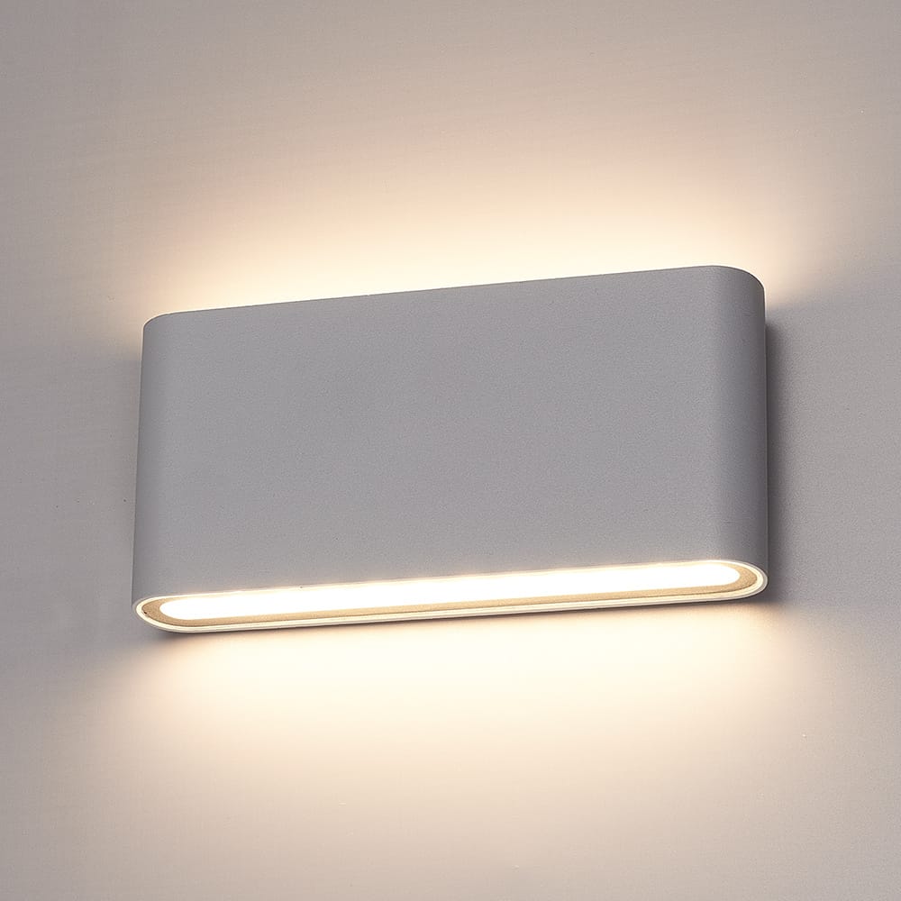 Dallas M LED Wandlamp Grijs - 12W 660 lumen - IP54 Waterdicht - 3000K Warm Wit - Dimbaar - Binnen en buiten - Up & Down light - Modern afbeelding
