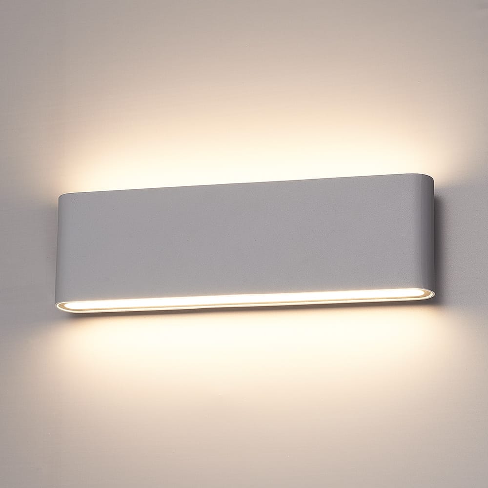 Dallas XL LED Wandlamp Grijs - 24 Watt 1350lm - IP54 Waterdicht - 3000K Warm Wit - Dimbaar - Binnen en buitenlamp - Up & Down light - Modern afbeelding