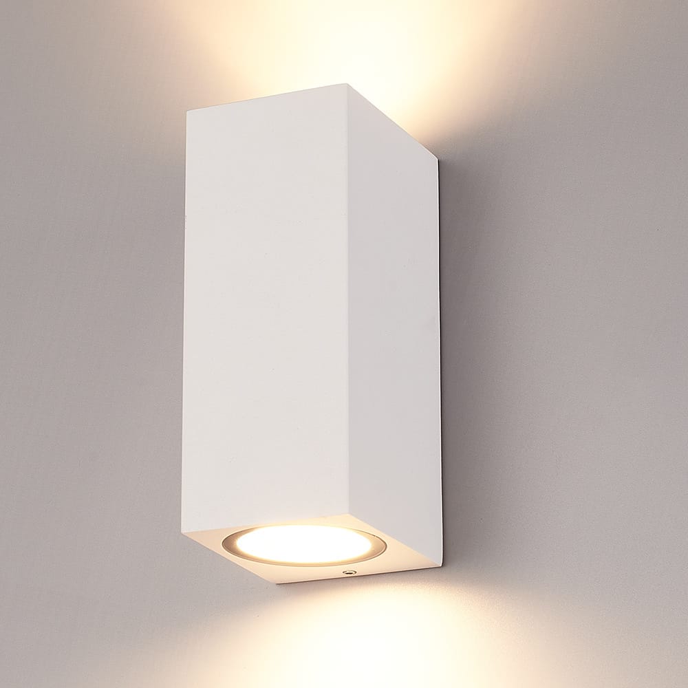Selma Dimbare LED Wandlamp - 2x GU10 - IP65 - Up & Down Light - Vierkant - Wit - Voor binnen en buiten afbeelding