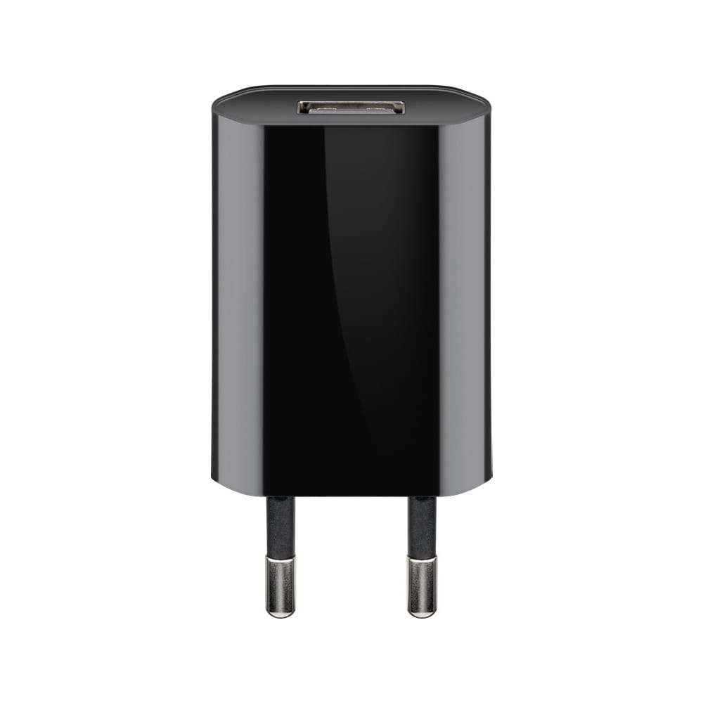 USB A adapter USB A lader 1 poorts Slim 1000mA Zwart