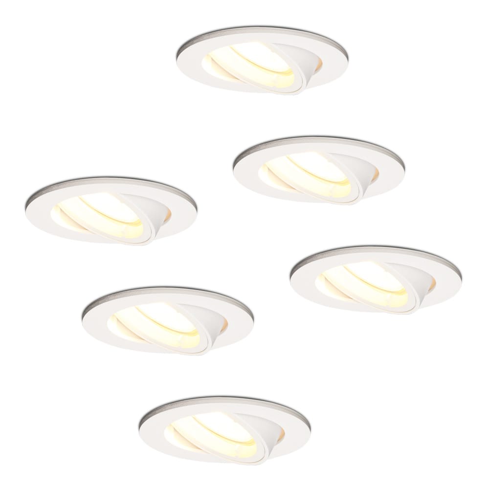 Set van 6 Dublin LED inbouwspots - 4 Watt 345 lumen - 2700K Warm wit - GU10 - Dimbaar - Rond - Kantelbaar - IP20 voor binnen - Wit afbeelding