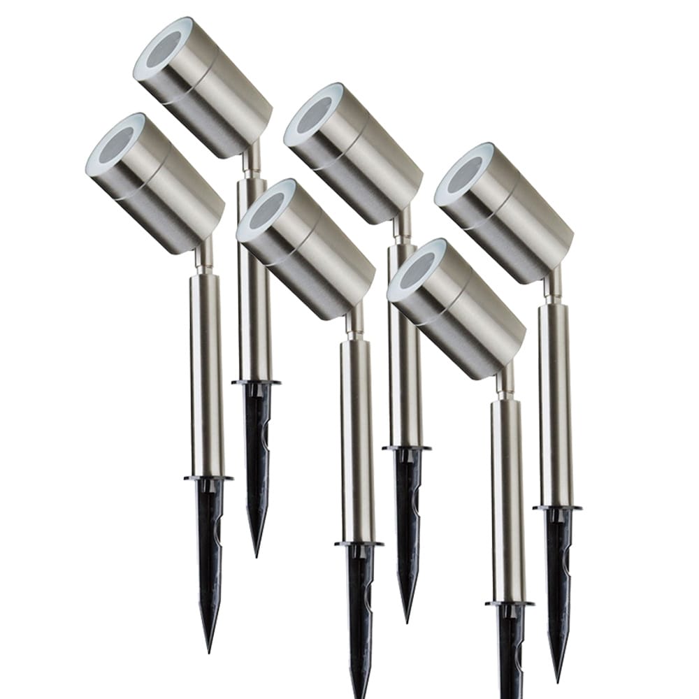 Set van 6 LED prikspots - Dimbaar - Kantelbaar - GU10 5 Watt 400 lumen - 3000K warm wit - IP44 waterdicht - RVS afbeelding