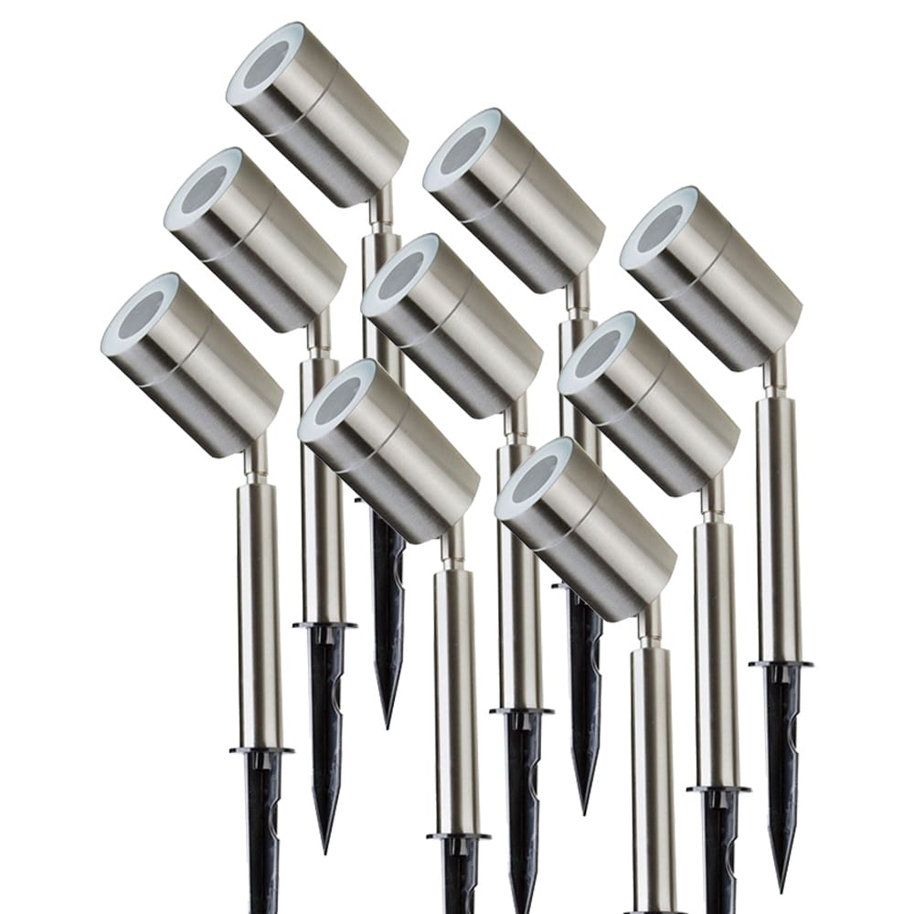 Set van 9 LED prikspots - Dimbaar - Kantelbaar - GU10 5 Watt 400 lumen - 3000K warm wit - IP44 waterdicht - RVS afbeelding