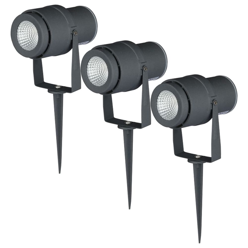 Set van 3 LED Prikspots - 4000K neutraal wit - 12 Watt 720 Lumen - Kantelbaar - IP65 waterdicht - Tuinspots - Zwart afbeelding