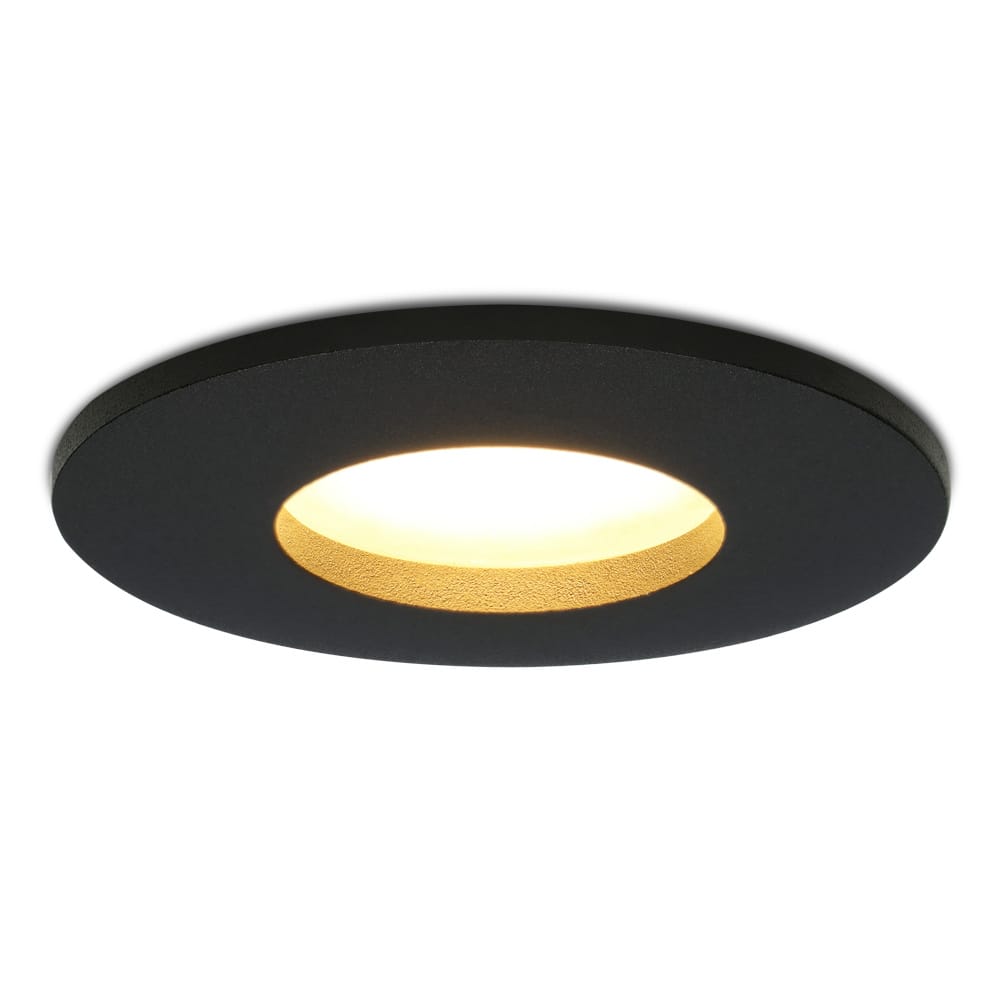 Porto - LED Inbouwspots - 4 Watt 345 lumen - 2700K Warm wit - GU10 - Dimbaar - Rond - IP44 voor badkamer, buiten en binnen - Zwart afbeelding