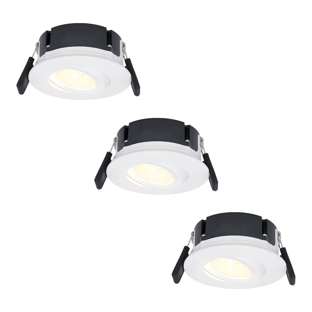 Set van 3 Napels LED inbouwspots Extra Plat (39mm) - 360° Kantelbaar - 8 Watt 570 Lumen - Dimbaar - IP65 Waterdicht voor Badkamer, binnen en buiten - Wit afbeelding