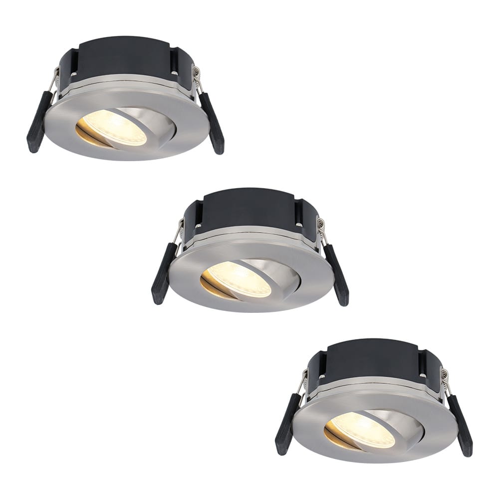 Set van 3 Napels LED inbouwspots Extra Plat (39mm) - 360° Kantelbaar - 8 Watt 570 Lumen - Dimbaar - IP65 Waterdicht voor Badkamer, binnen en buiten - RVS afbeelding