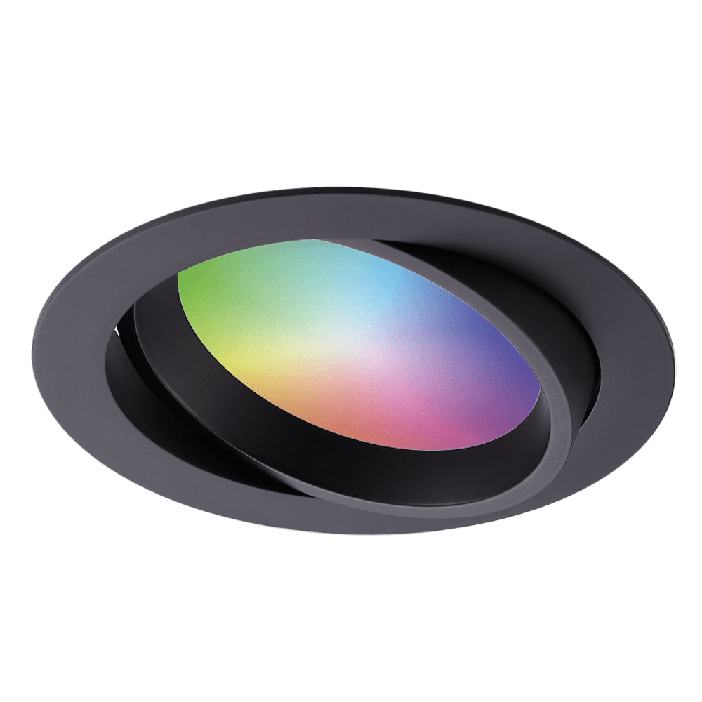 Luna Smart LED inbouwspot IP44 waterdicht Kantelbaar 12 Watt 1050 Lumen Wifi Bluetooth RGBWW Google Home, Amazon Alexa en Siri Zwart Badkamer, binnen en buiten