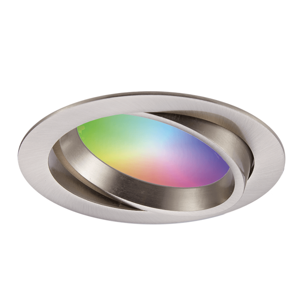 Luna Smart LED inbouwspot IP44 waterdicht Kantelbaar 12 Watt 1050 Lumen Wifi Bluetooth RGBWW Google Home, Amazon Alexa en Siri RVS Badkamer, binnen en buiten