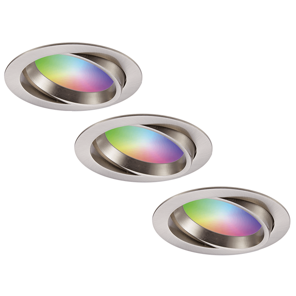 Set van 3 Luna - Smart inbouwspots - IP44 - Kantelbaar - 12 Watt 1050 Lumen (Superbright) - Wifi + Bluetooth - RGBWW - Google Home, Amazon Alexa en Siri - RVS - Badkamer, binnen en buiten afbeelding 1
