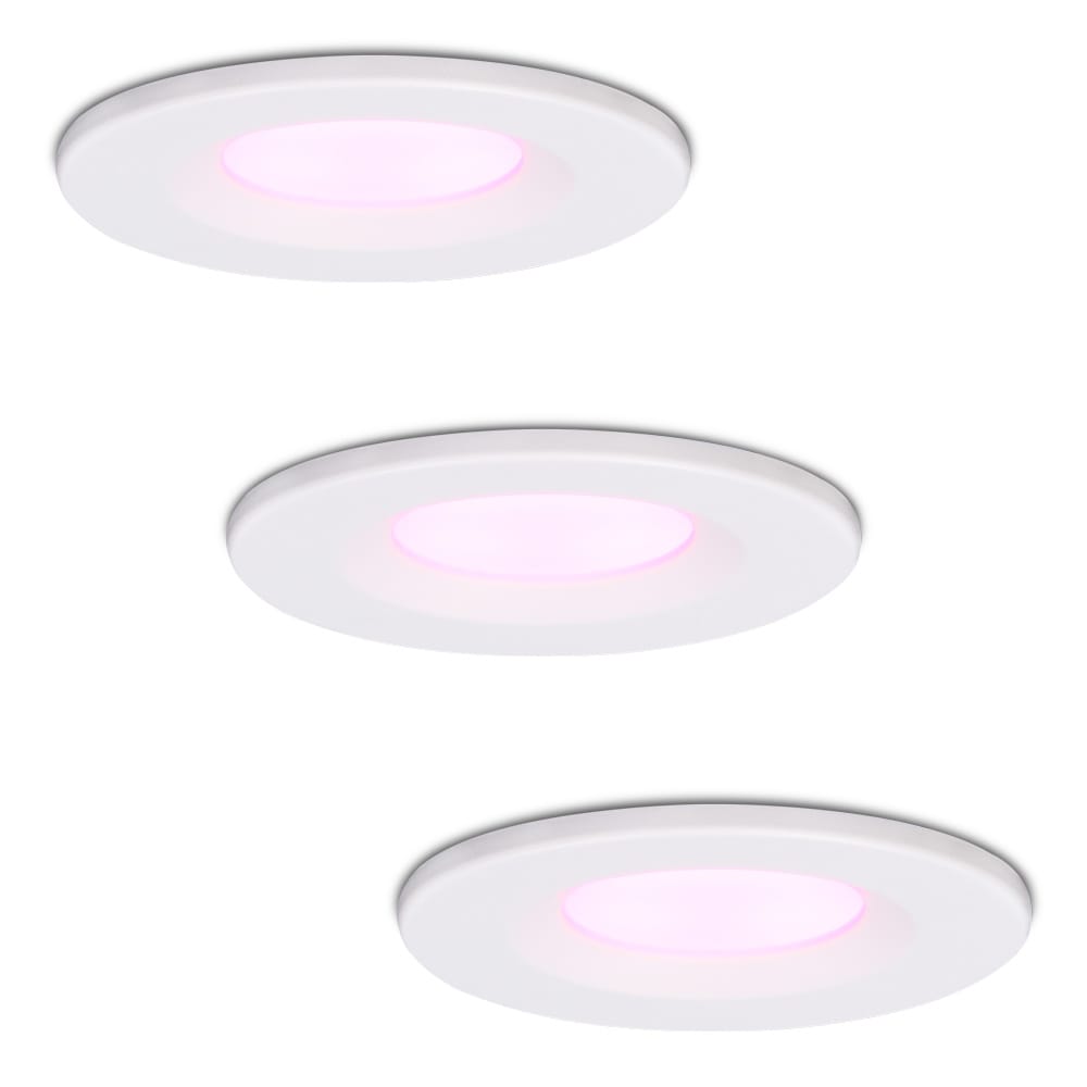 Set van 3 Venezia Smart inbouwspots - IP65 waterdicht - 6 Watt 450 lumen - Wifi + Bluetooth - RGBWW - Google Home, Amazon Alexa en Siri - Wit - Badkamer, binnen en buiten afbeelding 1