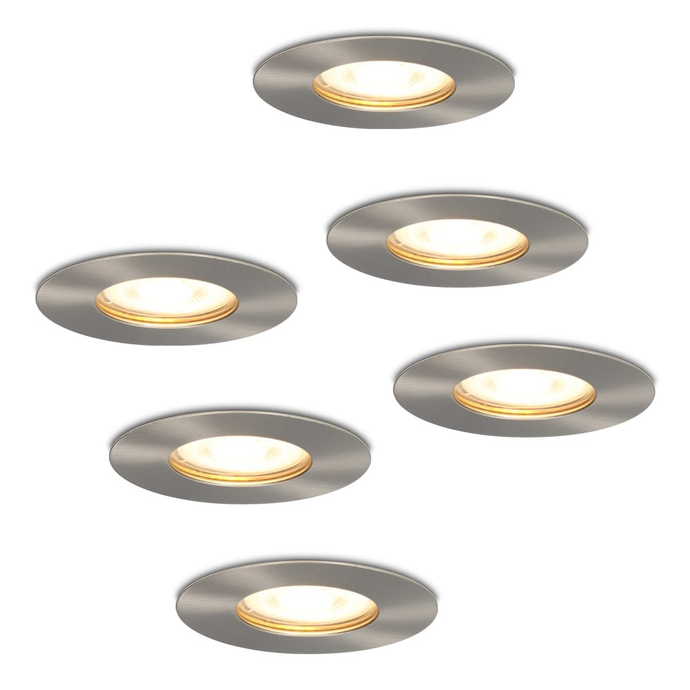 Set van 6 Bari LED Inbouwspots - 4 Watt 345 lumen - 2700K Warm Wit - GU10 - Dimbaar - Rond - IP65 Waterdicht - RVS - Voor binnen, buiten en badkamer afbeelding 1