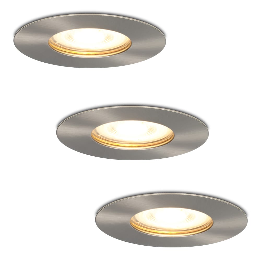 Set van 3 Bari LED Inbouwspots - 4 Watt 345 lumen - 2700K Warm Wit - GU10 - Dimbaar - Rond - IP65 Waterdicht - RVS - Voor binnen, buiten en badkamer afbeelding