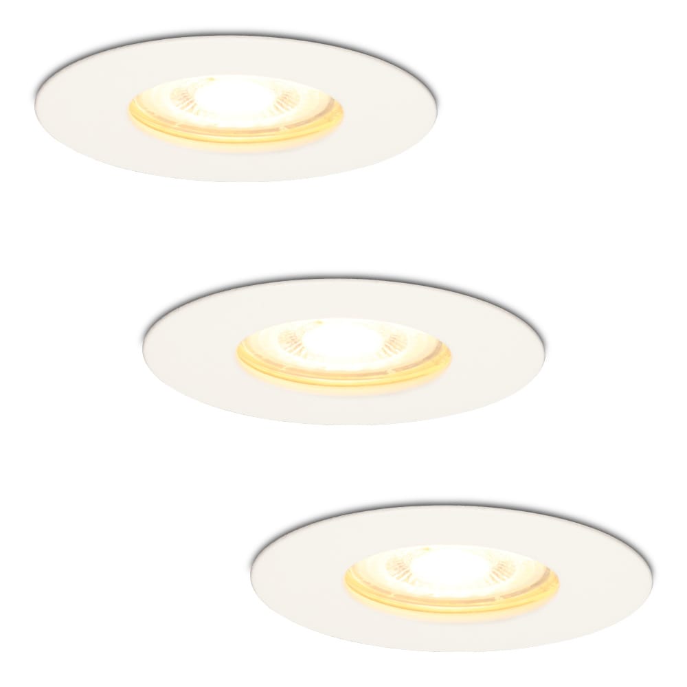 Set van 3 Bari LED Inbouwspots - 4,4 Watt 345 lumen - 2700K Warm Wit - GU10 - Dimbaar - Rond - IP65 Waterdicht - Wit - Voor binnen, buiten en badkamer afbeelding