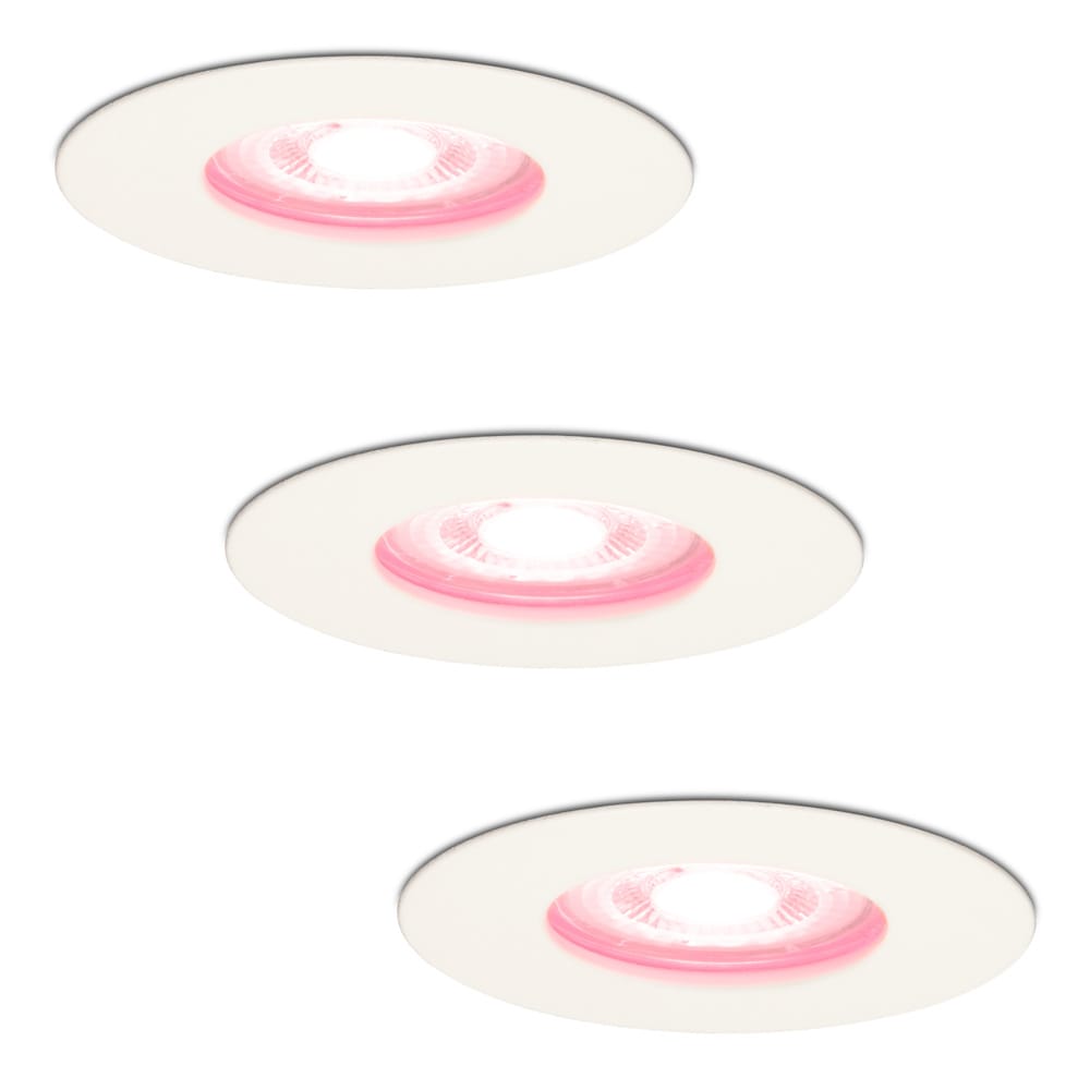 Set van 3 Bari Smart inbouwspots - IP65 waterdicht - Wifi + Bluetooth - RGBWW - GU10 - Google Home, Amazon Alexa en Siri - Wit - Badkamer, binnen en buiten afbeelding 1