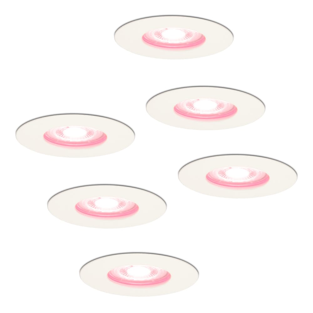 Set van 6 Bari Smart inbouwspots - IP65 waterdicht - Wifi + Bluetooth - RGBWW - GU10 - Google Home, Amazon Alexa en Siri - Wit - Badkamer, binnen en buiten afbeelding