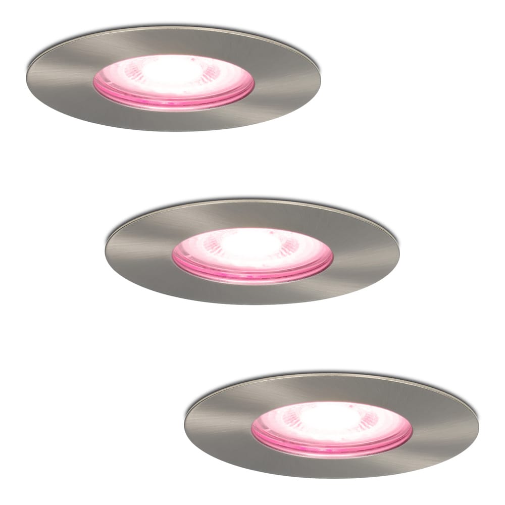 Set van 3 Bari Smart inbouwspots - IP65 waterdicht - Wifi + Bluetooth - RGBWW - GU10 - Google Home, Amazon Alexa en Siri - RVS - Badkamer, binnen en buiten afbeelding