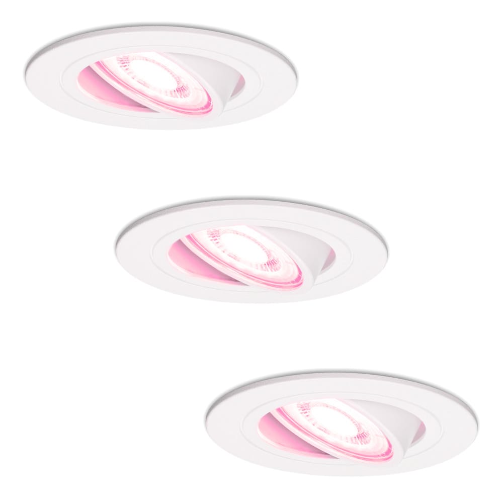 Set van 3 Pittsburg Smart inbouwspots - 5,5 Watt 345 Lumen - Wifi + Bluetooth - RGBWW - GU10 - Google Home, Amazon Alexa en Siri - IP20 voor binnen - Wit - Kantelbaar afbeelding