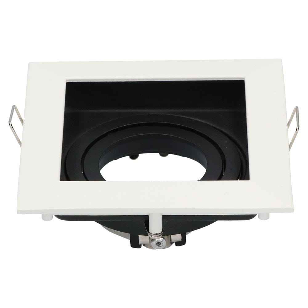 Durham LED Inbouwspot Vierkant - Kantelbaar armatuur - 10x10 cm - GU10 Fitting incl. lamphouder - IP20 voor binnen - Wit afbeelding