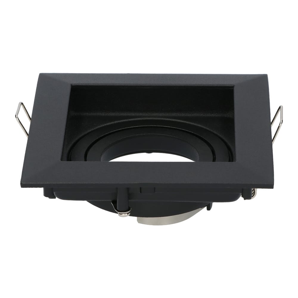 Durham LED Inbouwspot Vierkant - Kantelbaar armatuur - 10x10 cm - GU10 Fitting incl. lamphouder - IP20 voor binnen - Zwart afbeelding