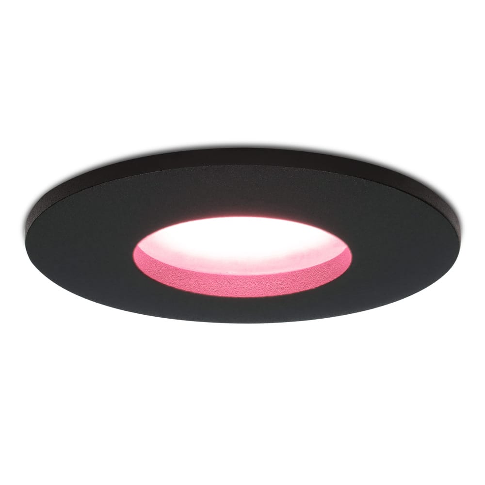 Porto Smart inbouwspot IP44 waterdicht 5,5 Watt 345 Lumen Wifi Bluetooth RGBWW GU10 Google Home, Amazon Alexa en Siri Voor binnen, buiten en badkamer Zwart