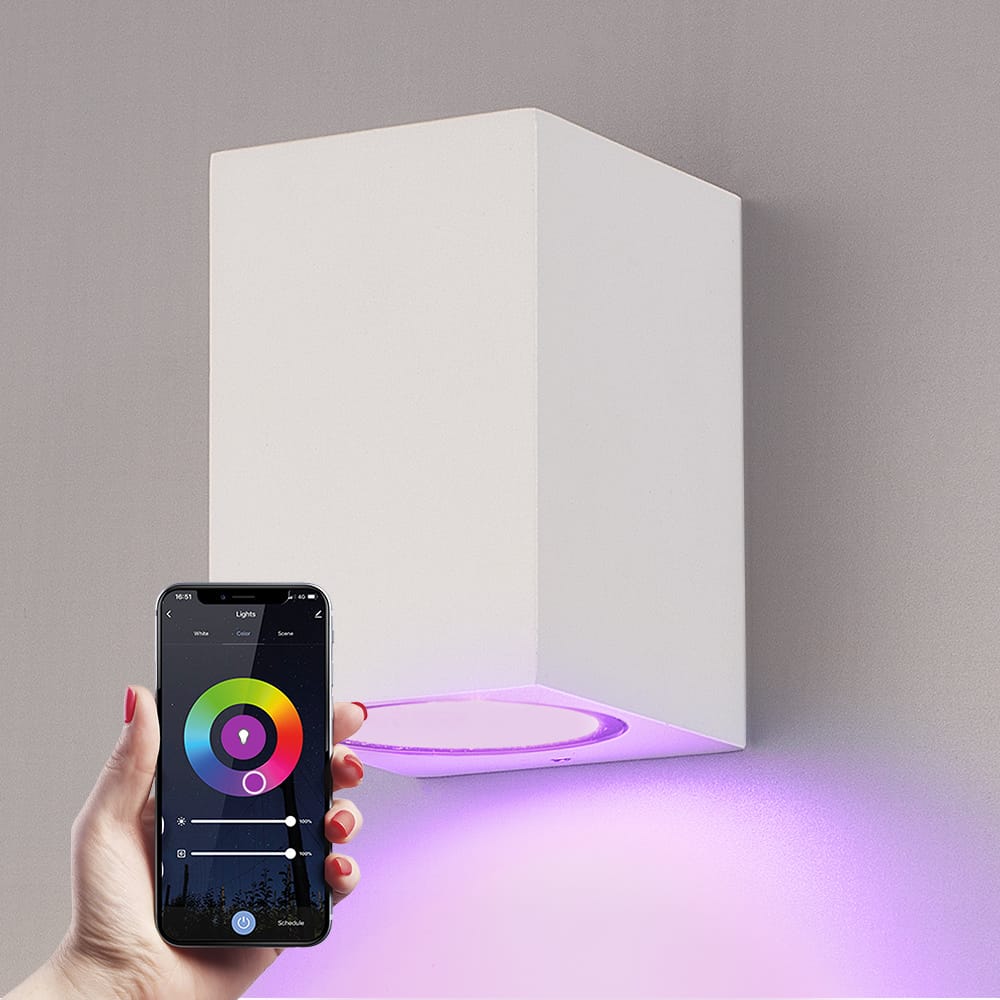 Marion Smart Wandlamp LED - Wifi + Bluetooth - 5,5 Watt 345 lumen - Dimbaar - RGBWW - IP65 waterdicht - GU10 - Downlight - Wit - Google Home, Amazon Alexa en Siri afbeelding 1