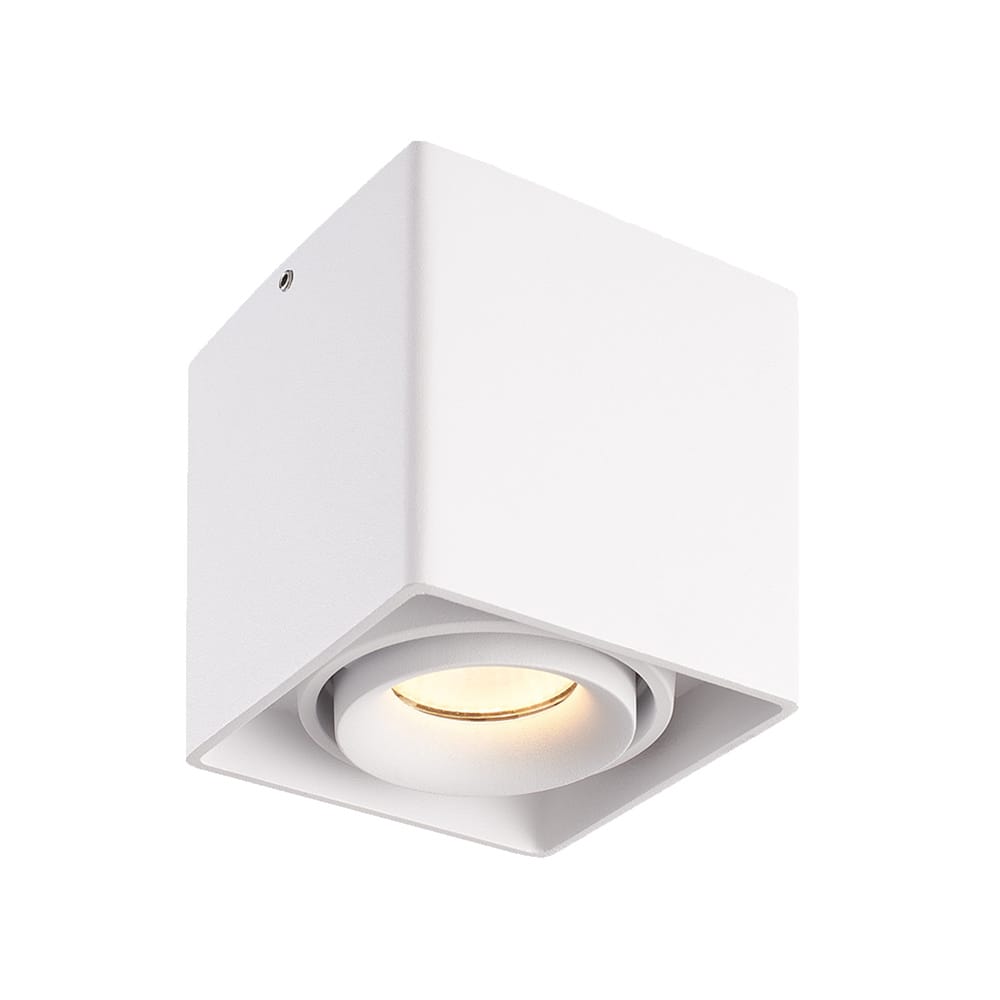 Vierkante LED Opbouwspot Esto - Kantelbaar - Dimbaar - 2700K warm wit - 4 Watt 345 lumen - GU10 - Plafondspot - Voor binnen - Vervangbare afdekring - Wit afbeelding 1