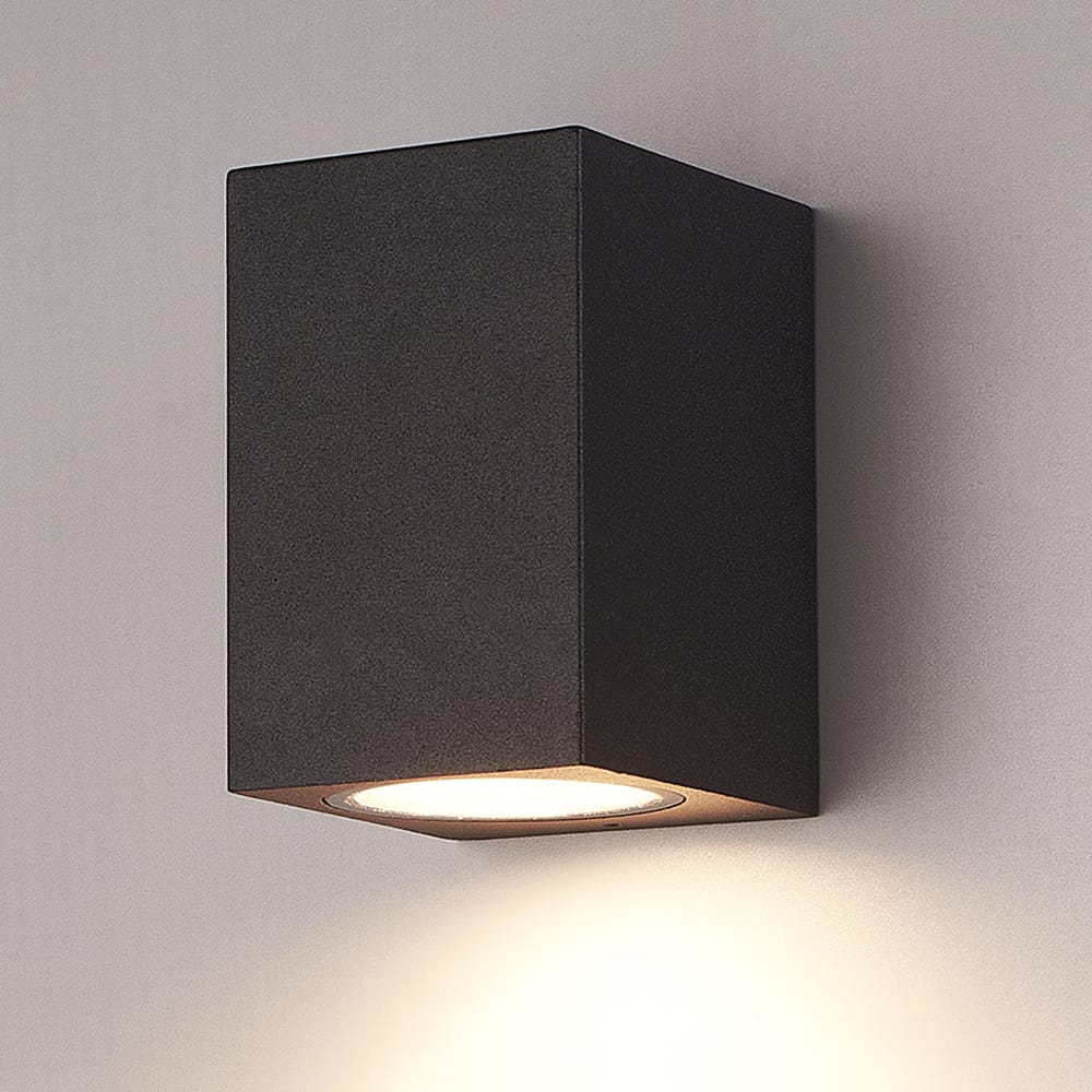 Marion LED Wandlamp - Dimbaar - 4 Watt 345 lumen - IP65 Waterdicht - GU10 vervangbare lichtbron - 2700K Warm Wit - Downlight - Binnen en buiten - Zwart afbeelding