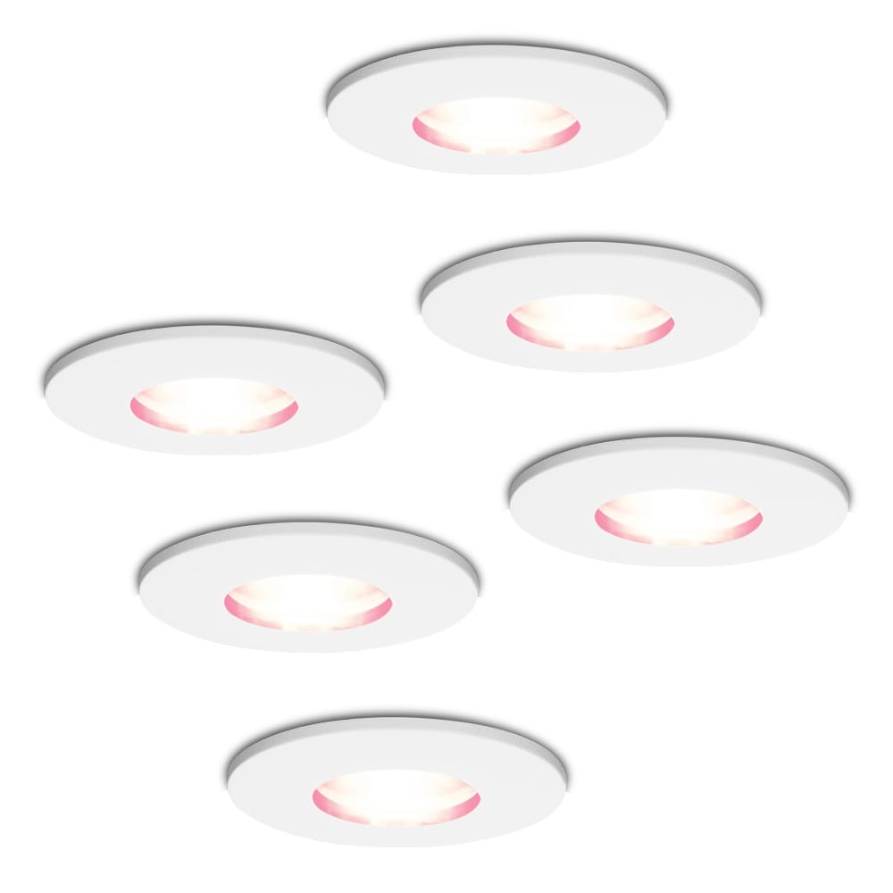 Set van 6 Barcelona - Smart inbouwspot - IP44 waterdicht - 5,5 Watt 345 Lumen - Wifi + Bluetooth - RGBWW - GU10 - Google Home, Amazon Alexa en Siri - Voor binnen, buiten en badkamer - Wit afbeelding