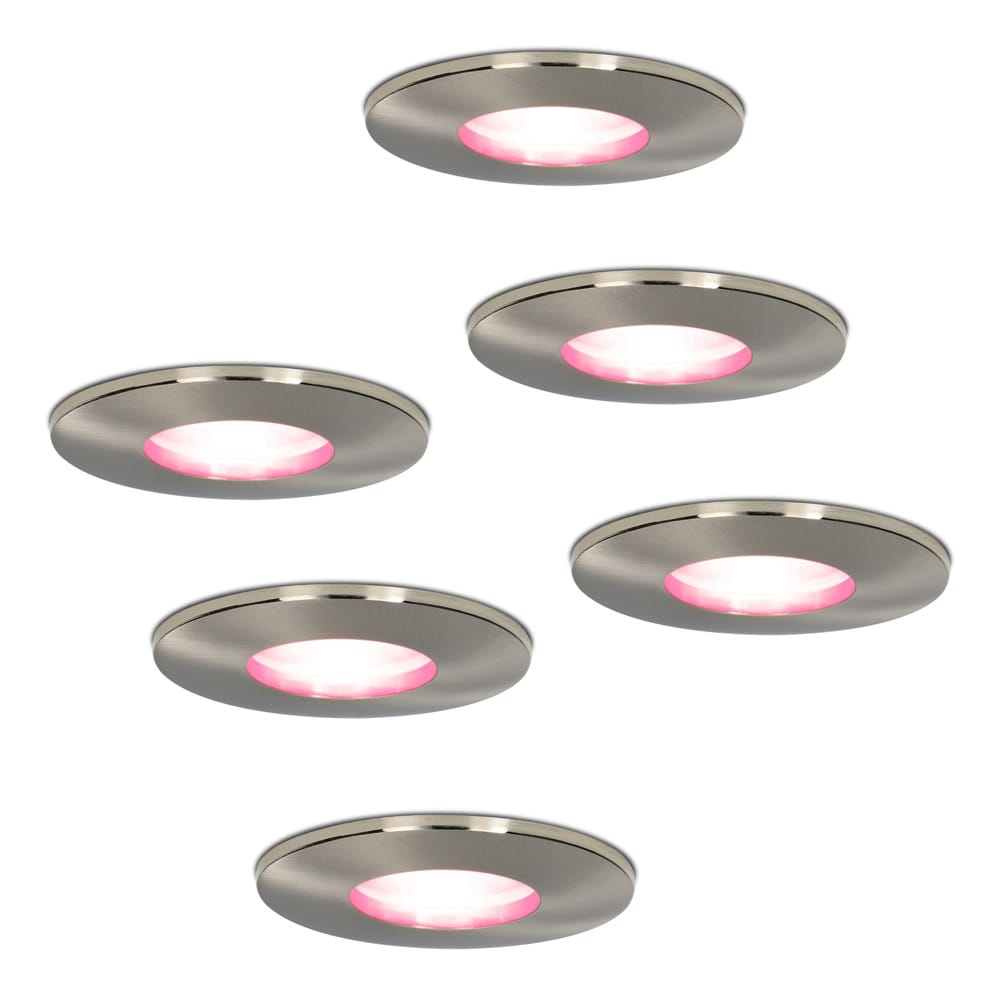 Set van 6 Vegas - Smart inbouwspot - IP44 waterdicht - 5,5 Watt 345 Lumen - Wifi + Bluetooth - RGBWW - GU10 - Google Home, Amazon Alexa en Siri - Voor binnen, buiten en badkamer - RVS afbeelding