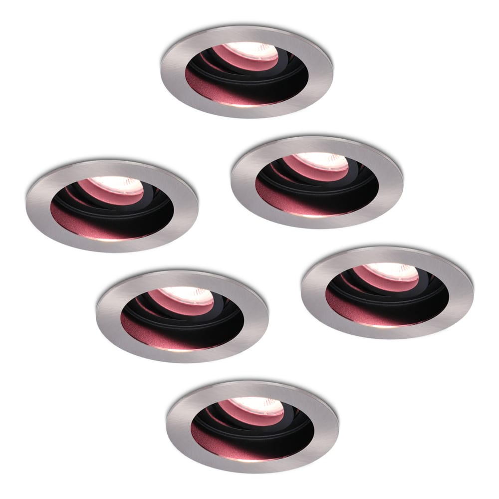 Set van 6 Mesa - Smart inbouwspot - IP20 voor binnen - 5,5 Watt 345 Lumen - Kantelbaar - Wifi + Bluetooth - Verzonken - RGBWW - GU10 - Google Home, Amazon Alexa en Siri - RVS afbeelding