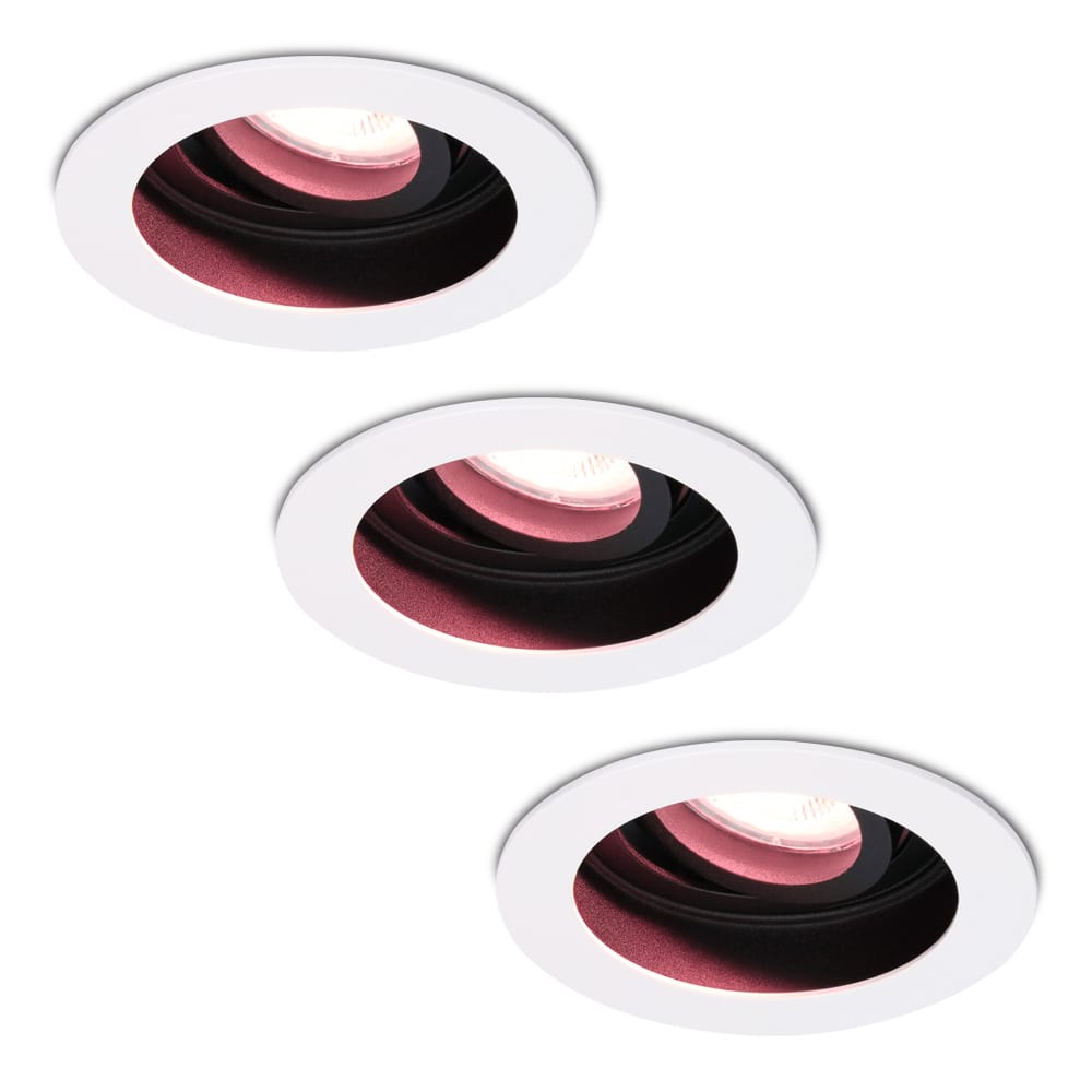 Set van 3 Laredo smart inbouwspots - Wifi + Bluetooth - RGBWW - GU10 - Kantelbaar - Google Home, Amazon Alexa en Siri - IP20 voor binnen - Wit - Verzonken afbeelding