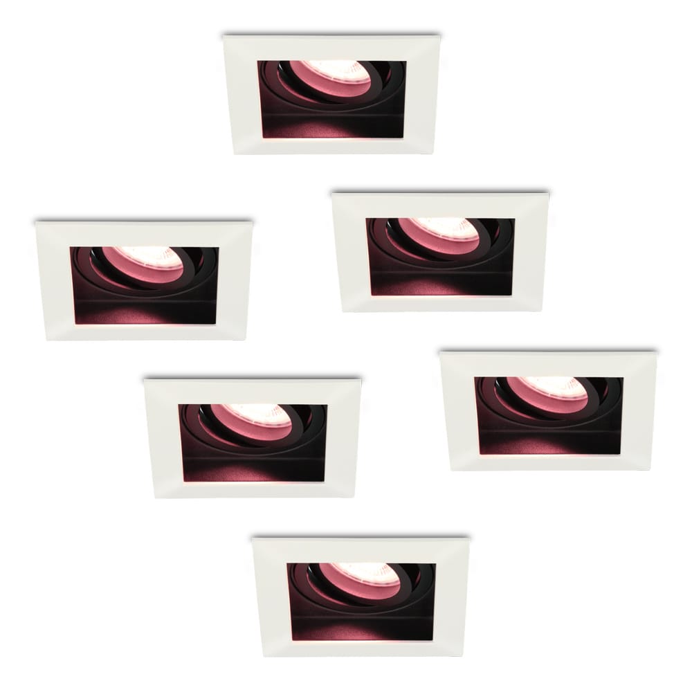 Set van 6 Durham smart inbouwspots vierkant - Wifi + Bluetooth - RGBWW - GU10 - Kantelbaar - Google Home, Amazon Alexa en Siri - IP20 voor binnen - Wit - Verzonken afbeelding 1
