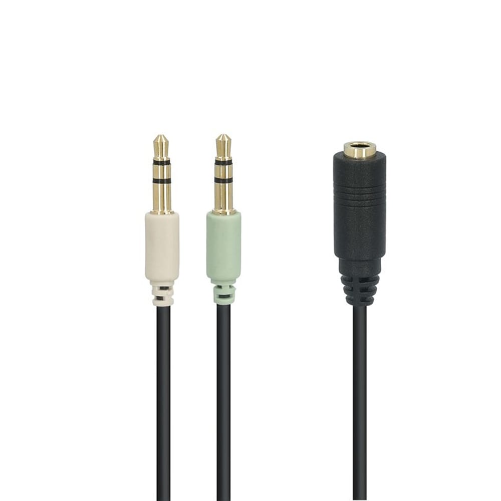 Audio Adapter - microconnect - 2x3.5mm-3.5mm - M/F - 0.4m - Zwart afbeelding